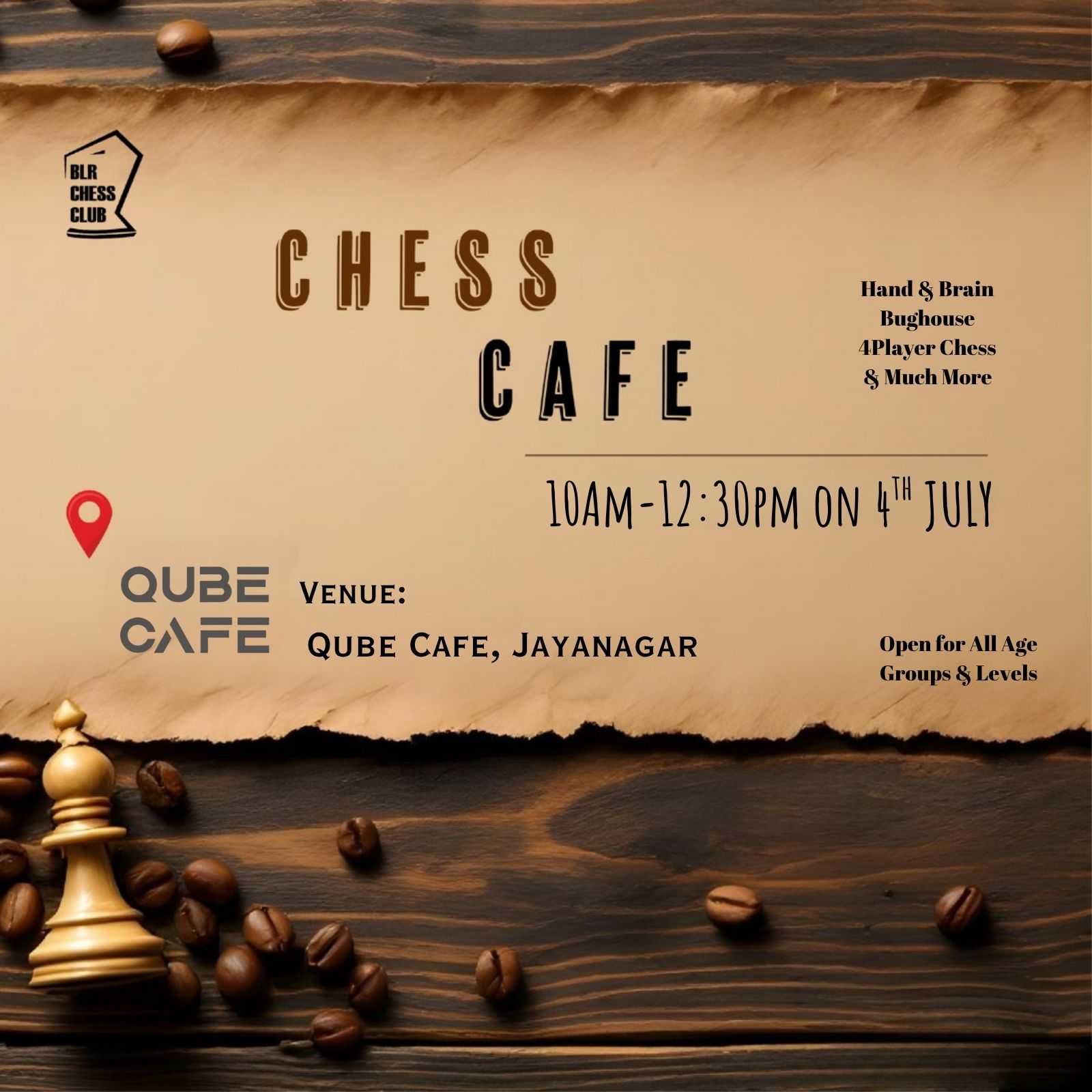 Poster for Chess Cafe: A Chess Meetup with a Twist